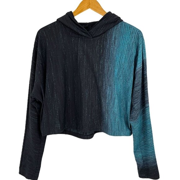Lululemon Lab Varsa Hoodie Blue Jacquard Stripe Crop Athletic Size M - Picture 1 of 5